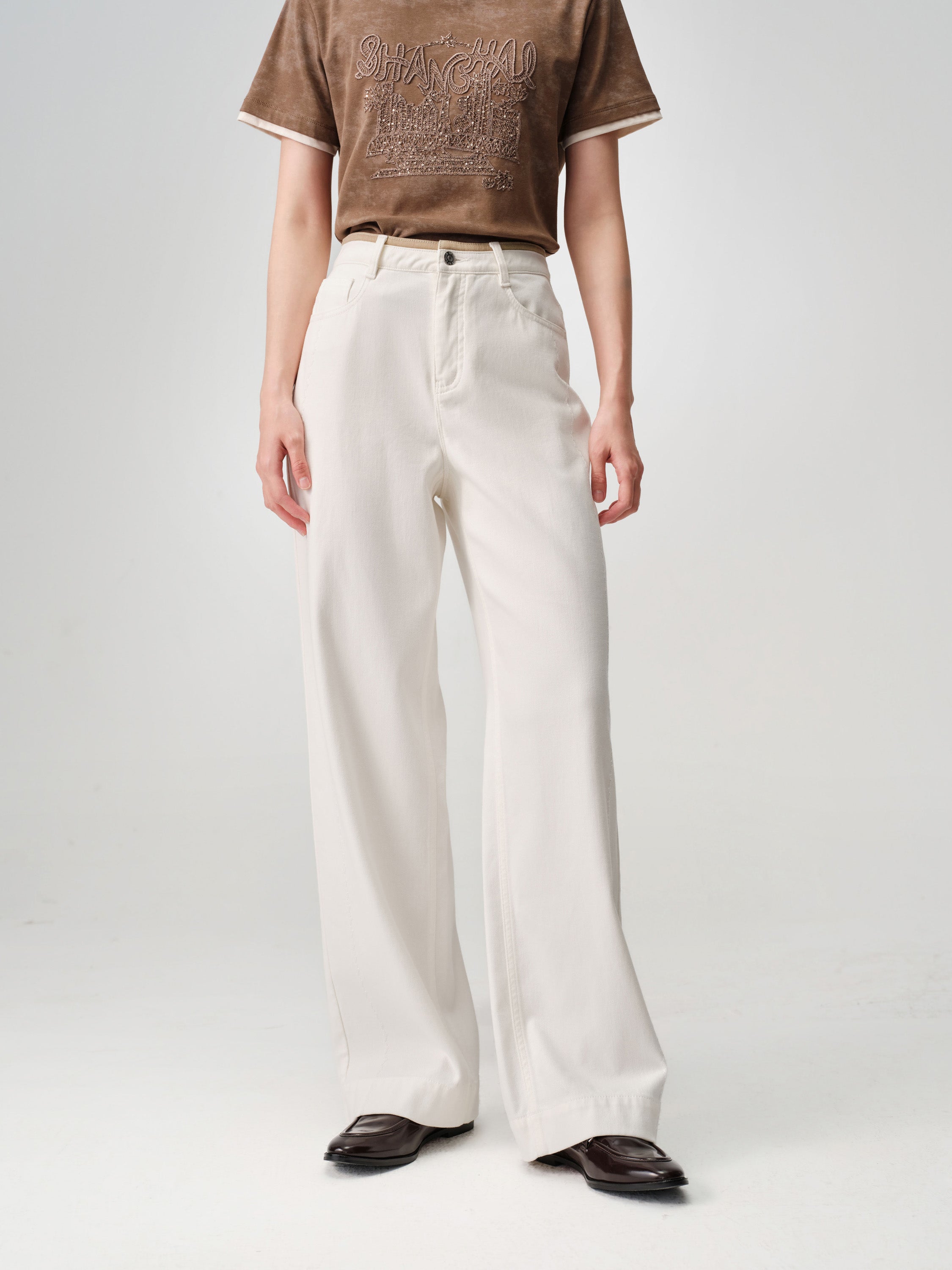 EP YAYING Lyocell High-Waist Relaxed Wide-Leg Trousers