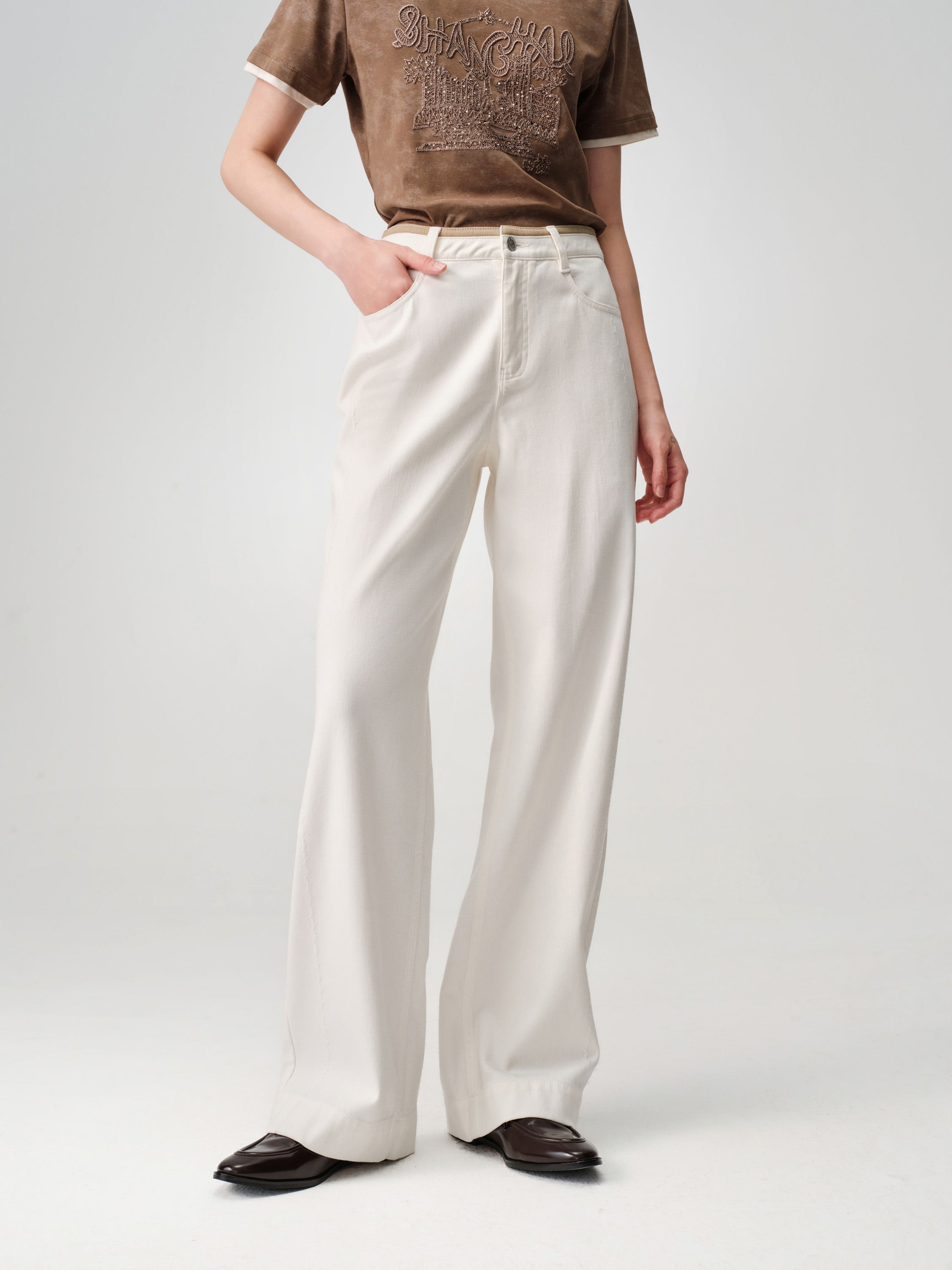 EP YAYING Lyocell High-Waist Relaxed Wide-Leg Trousers