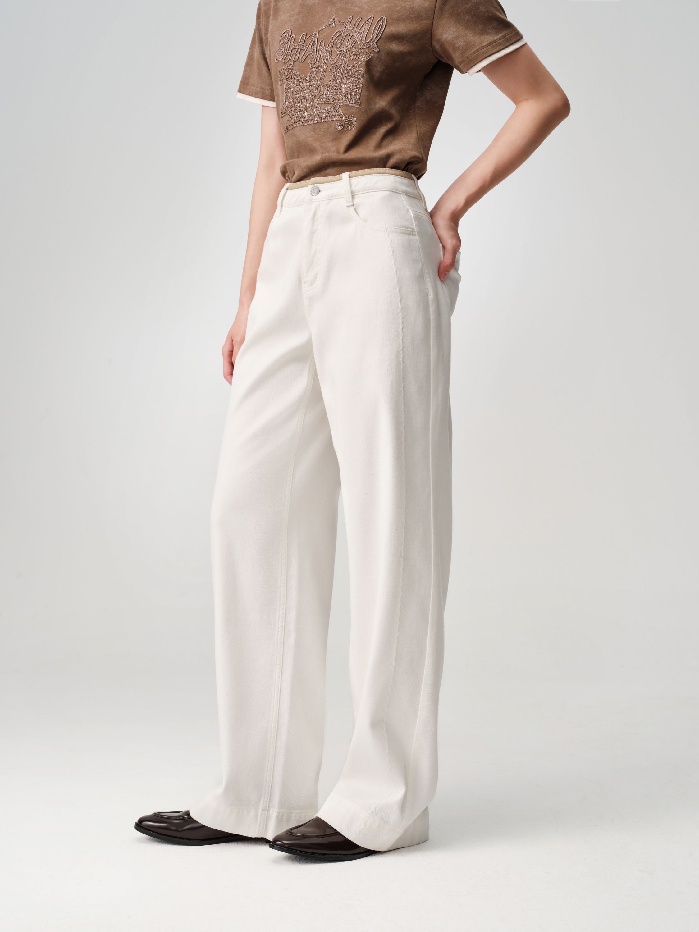 EP YAYING Lyocell High-Waist Relaxed Wide-Leg Trousers