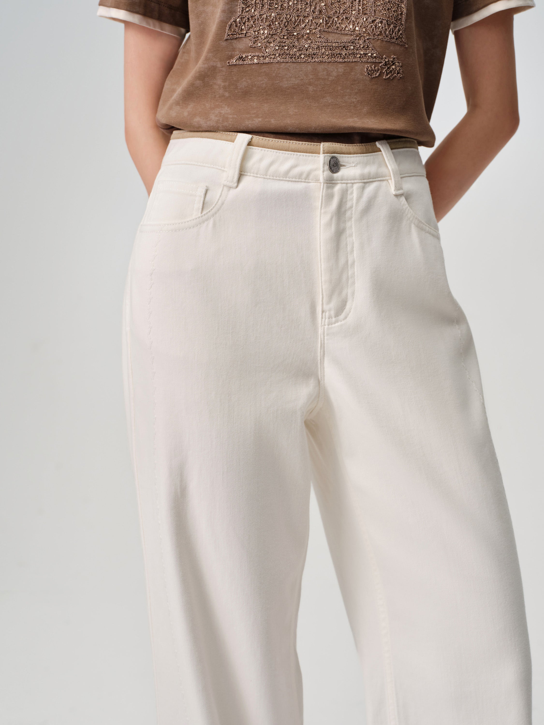 EP YAYING Lyocell High-Waist Relaxed Wide-Leg Trousers