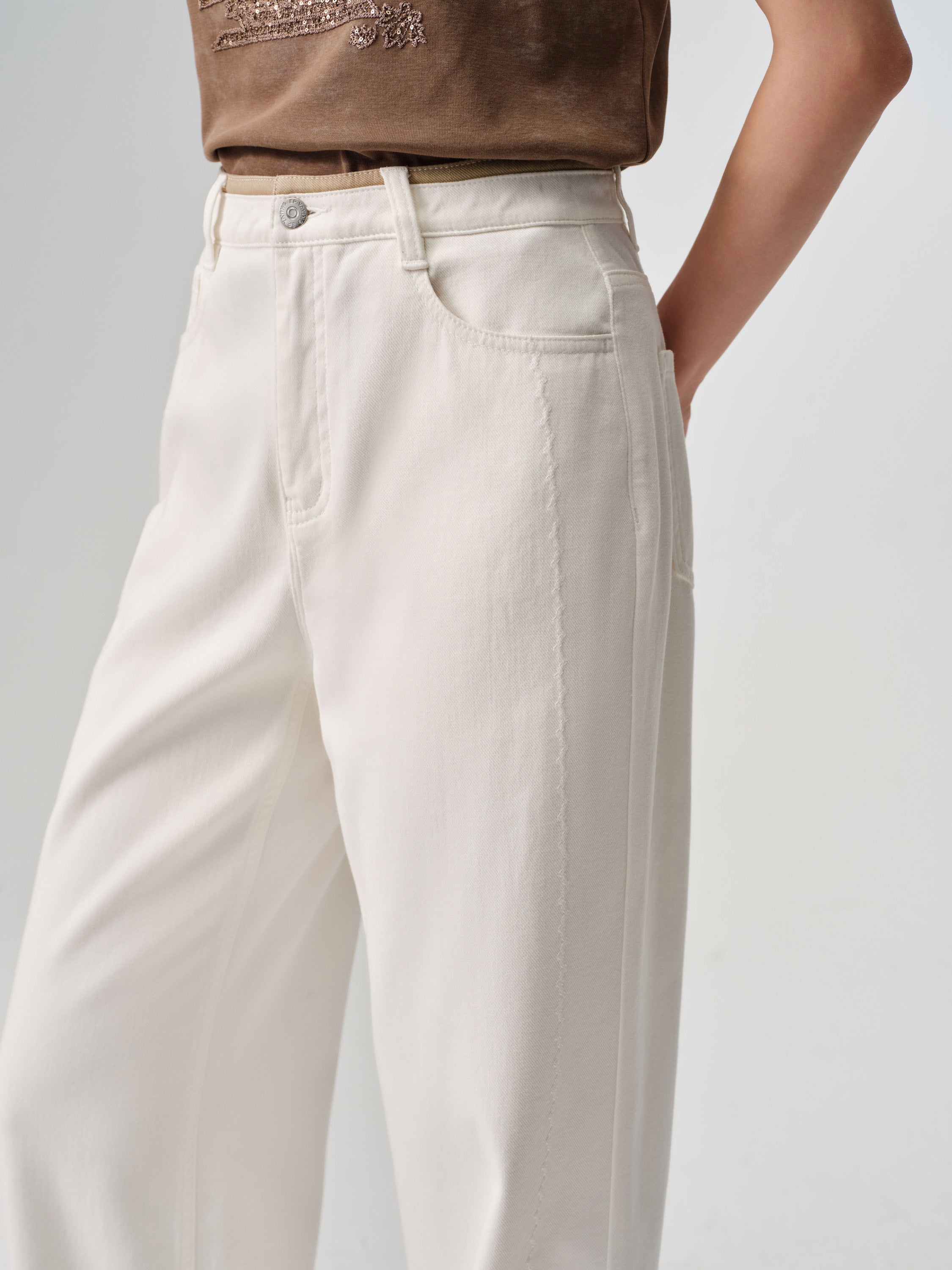 EP YAYING Lyocell High-Waist Relaxed Wide-Leg Trousers