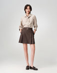 EP YAYING Pleated High-Waist Tailored Mini Skirt
