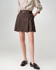 EP YAYING Pleated High-Waist Tailored Mini Skirt