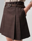 EP YAYING Pleated High-Waist Tailored Mini Skirt
