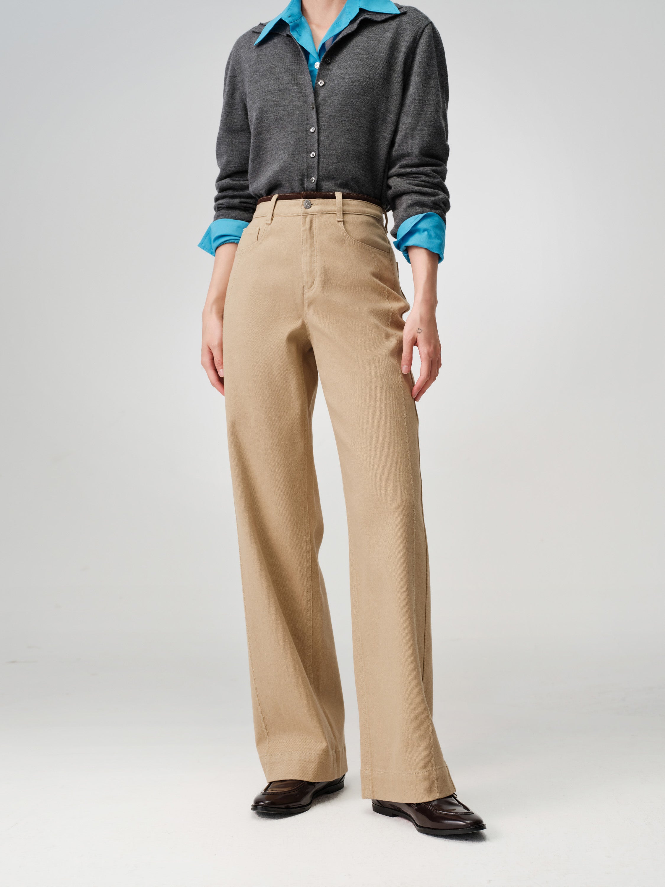 EP YAYING High-Waist Relaxed Straight-Leg Jeans
