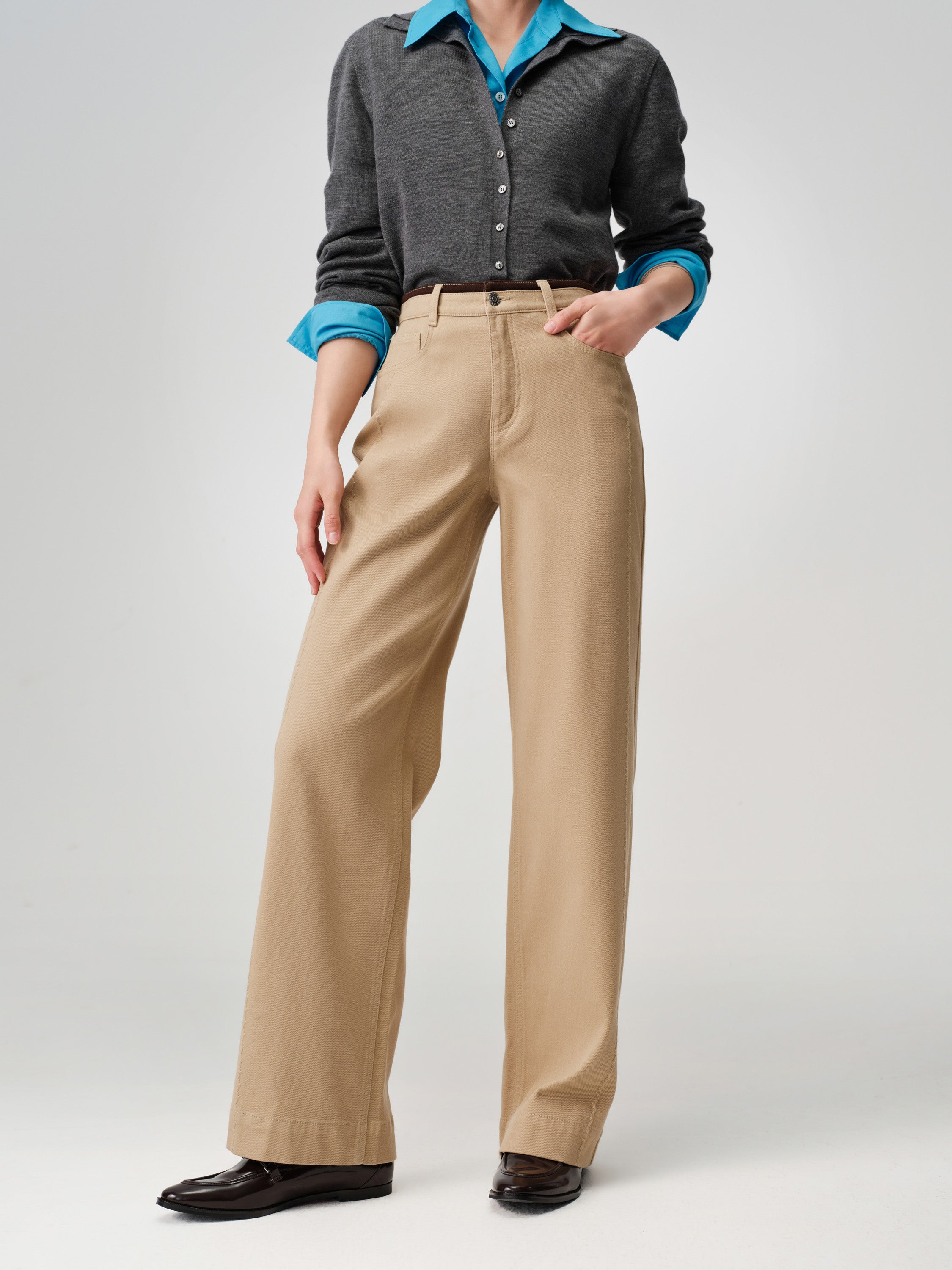 EP YAYING High-Waist Relaxed Straight-Leg Jeans