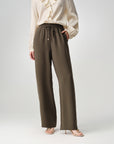 Triacetate High-Waist Straight-Leg Casual Pants