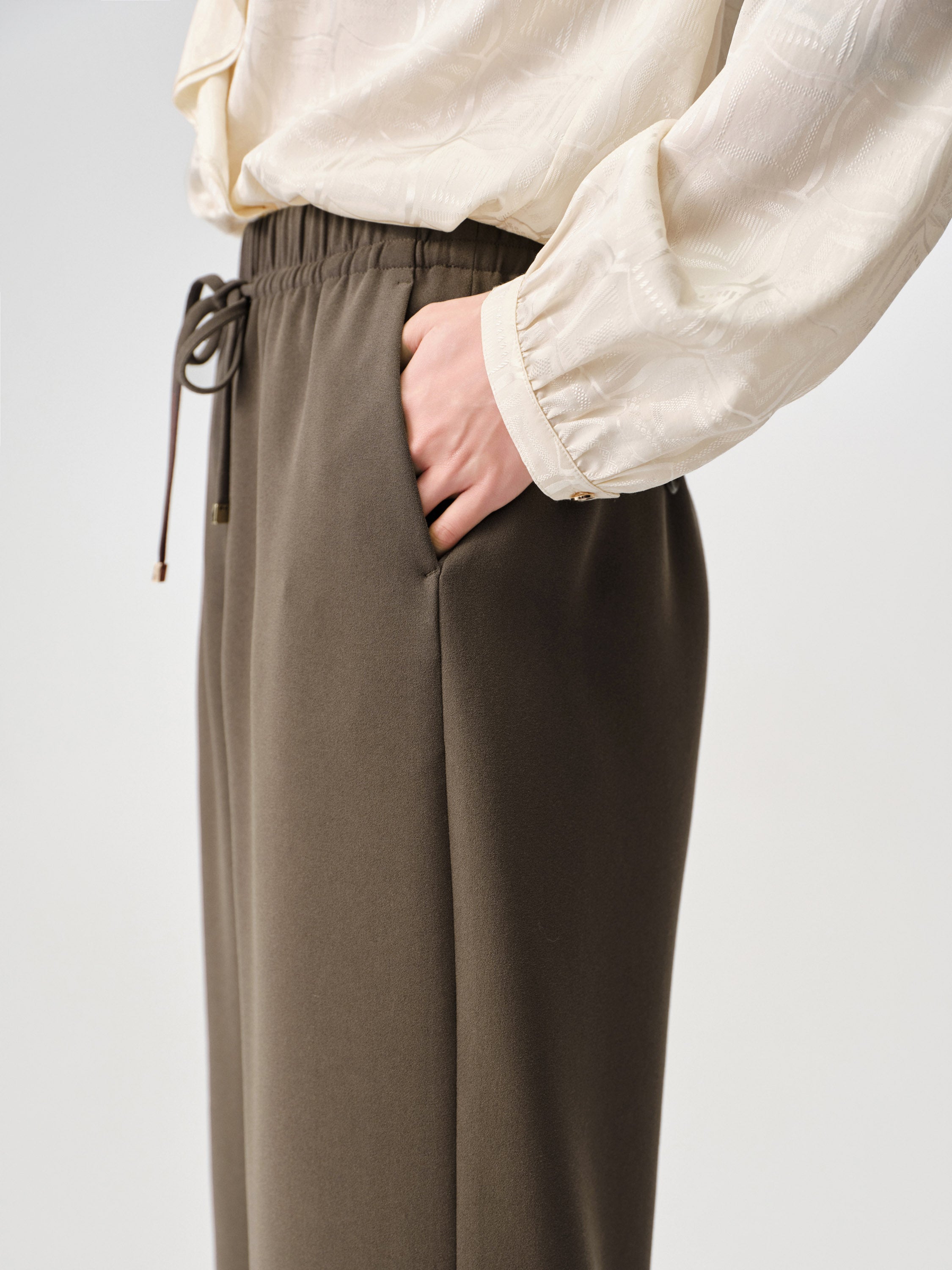 Triacetate High-Waist Straight-Leg Casual Pants