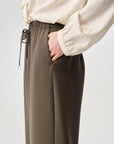Triacetate High-Waist Straight-Leg Casual Pants