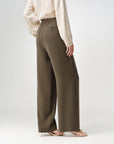 Triacetate High-Waist Straight-Leg Casual Pants