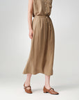 Matte A-Line Midi Skirt 100% Mulberry Silk Slimming Drape