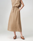 Matte A-Line Midi Skirt 100% Mulberry Silk Slimming Drape