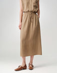 Matte A-Line Midi Skirt 100% Mulberry Silk Slimming Drape