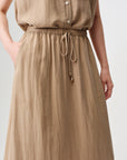 Matte A-Line Midi Skirt 100% Mulberry Silk Slimming Drape
