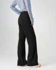EP YAYING High-Waist Slim Wool-Cotton Brushed Black Pants
