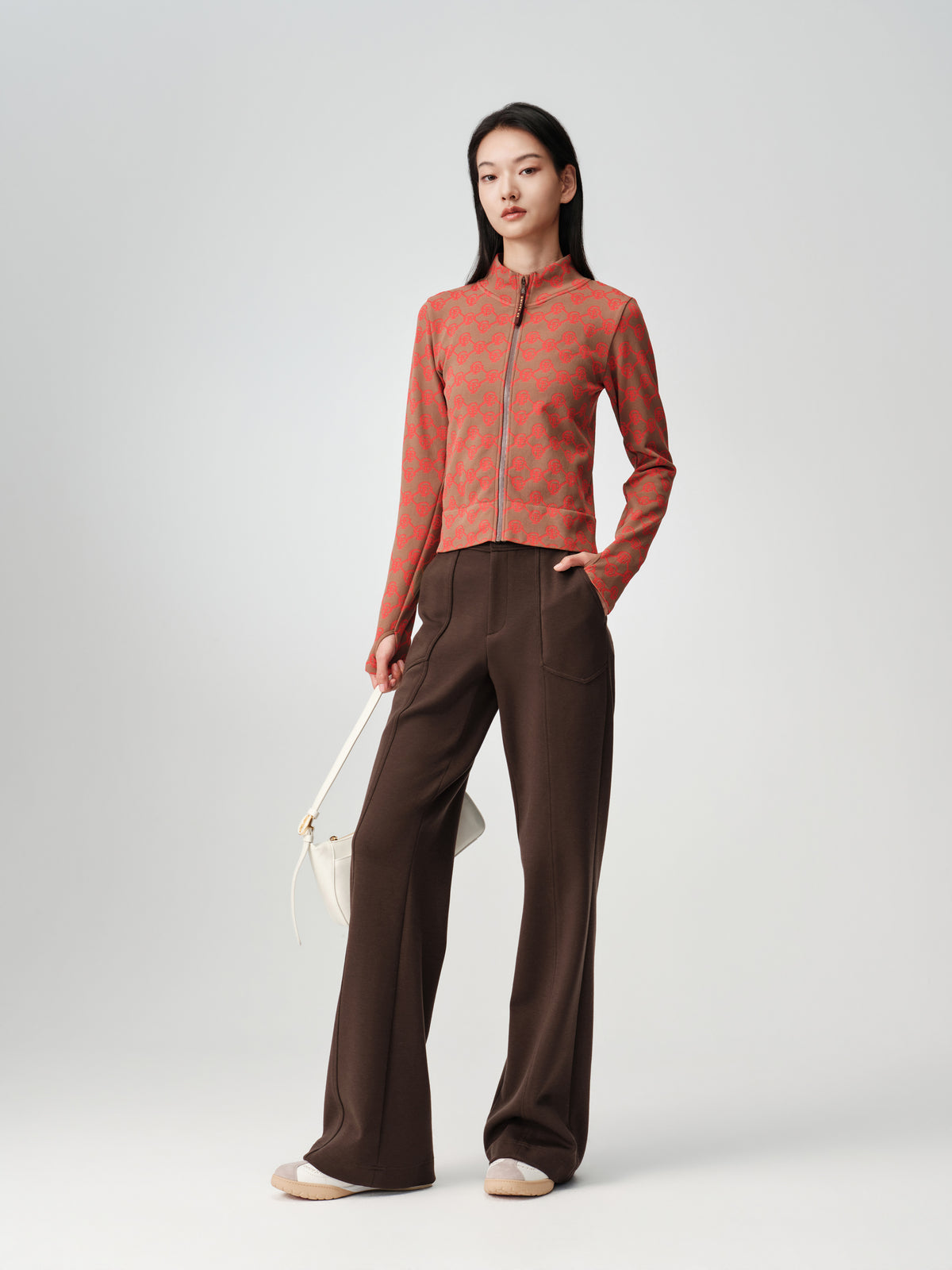 EP YAYING Lyocell-Wool High-Waist Slight-Flare Pants