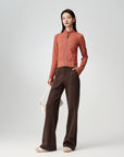 EP YAYING Lyocell-Wool High-Waist Slight-Flare Pants