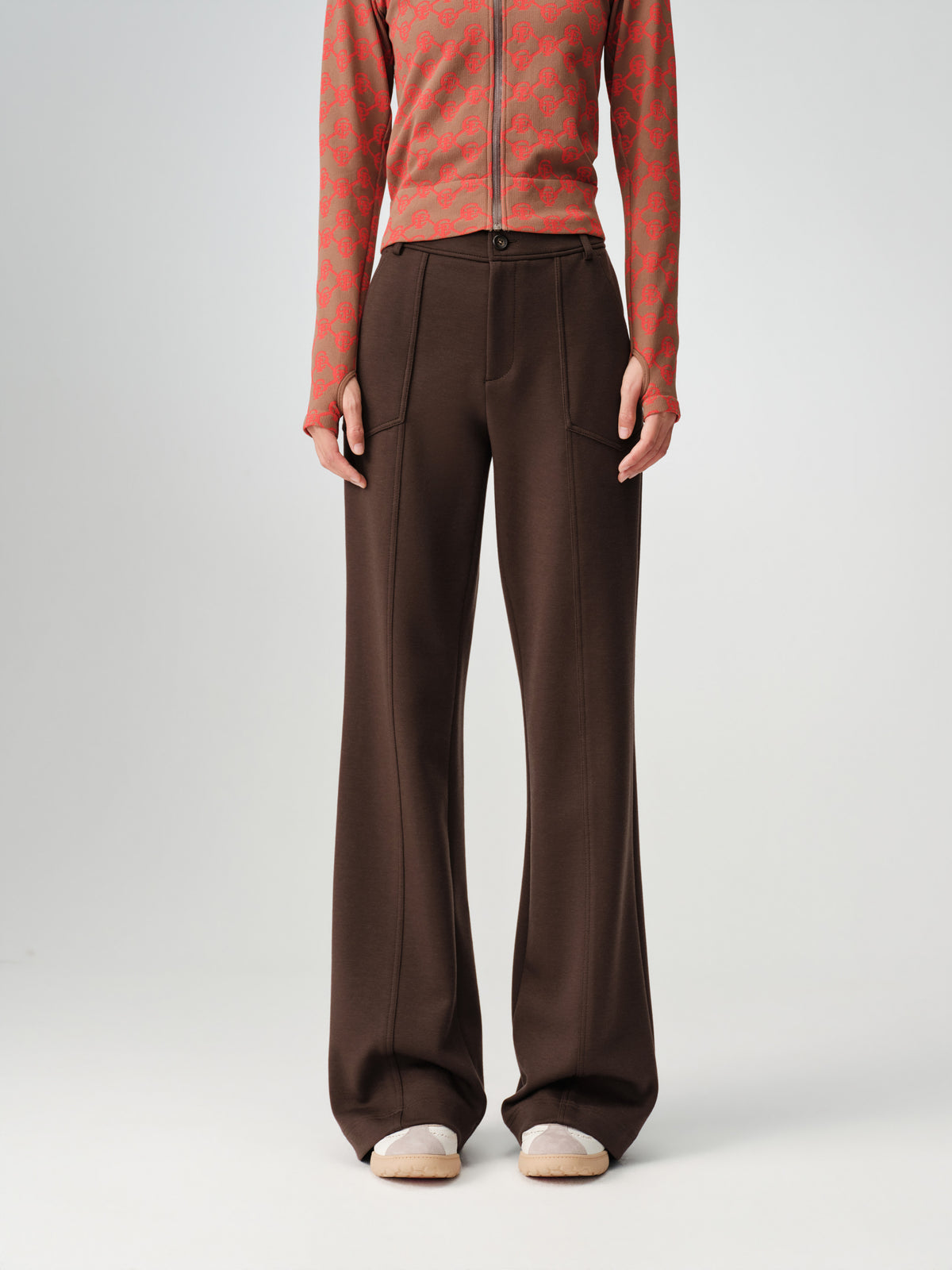 EP YAYING Lyocell-Wool High-Waist Slight-Flare Pants