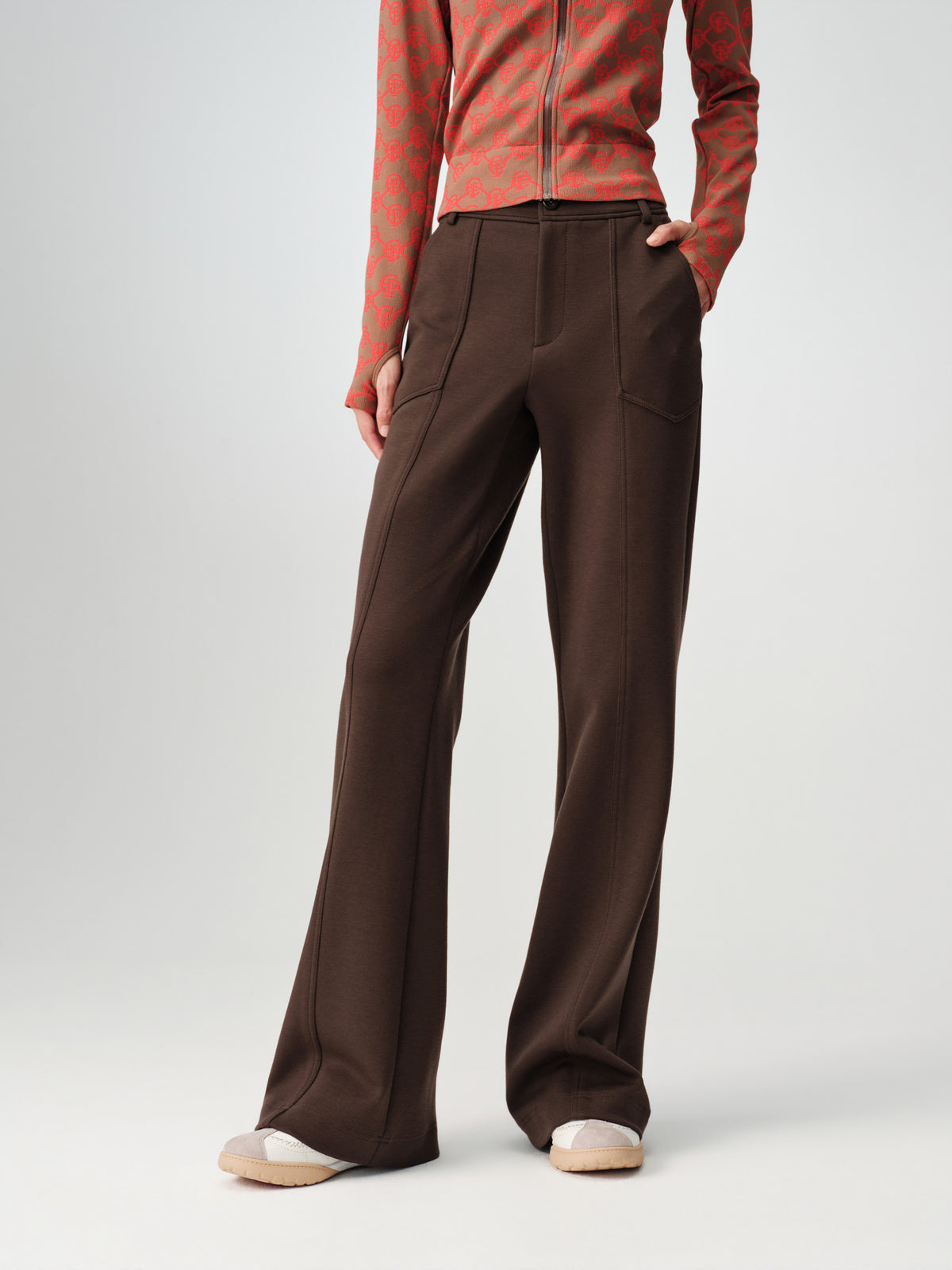 EP YAYING Lyocell-Wool High-Waist Slight-Flare Pants