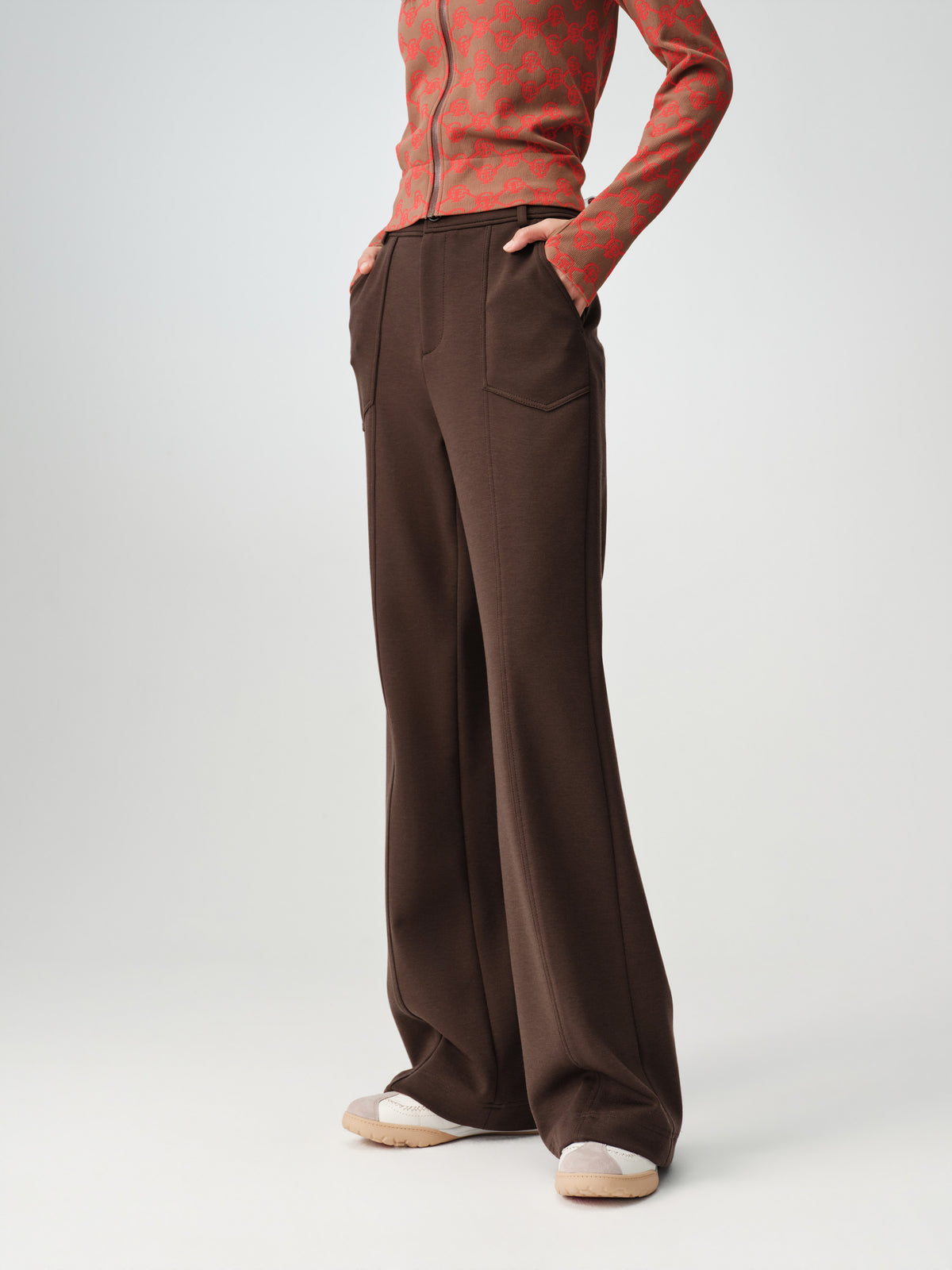 EP YAYING Lyocell-Wool High-Waist Slight-Flare Pants
