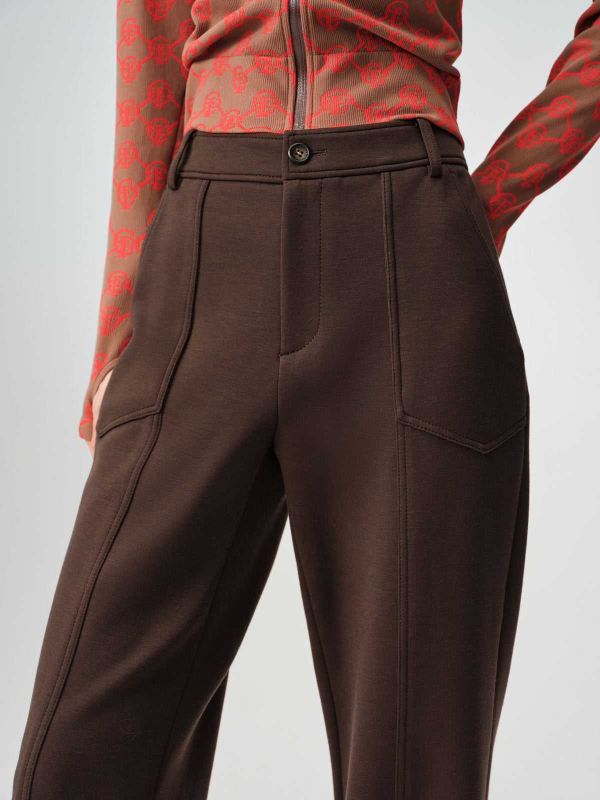 EP YAYING Lyocell-Wool High-Waist Slight-Flare Pants