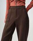 EP YAYING Lyocell-Wool High-Waist Slight-Flare Pants