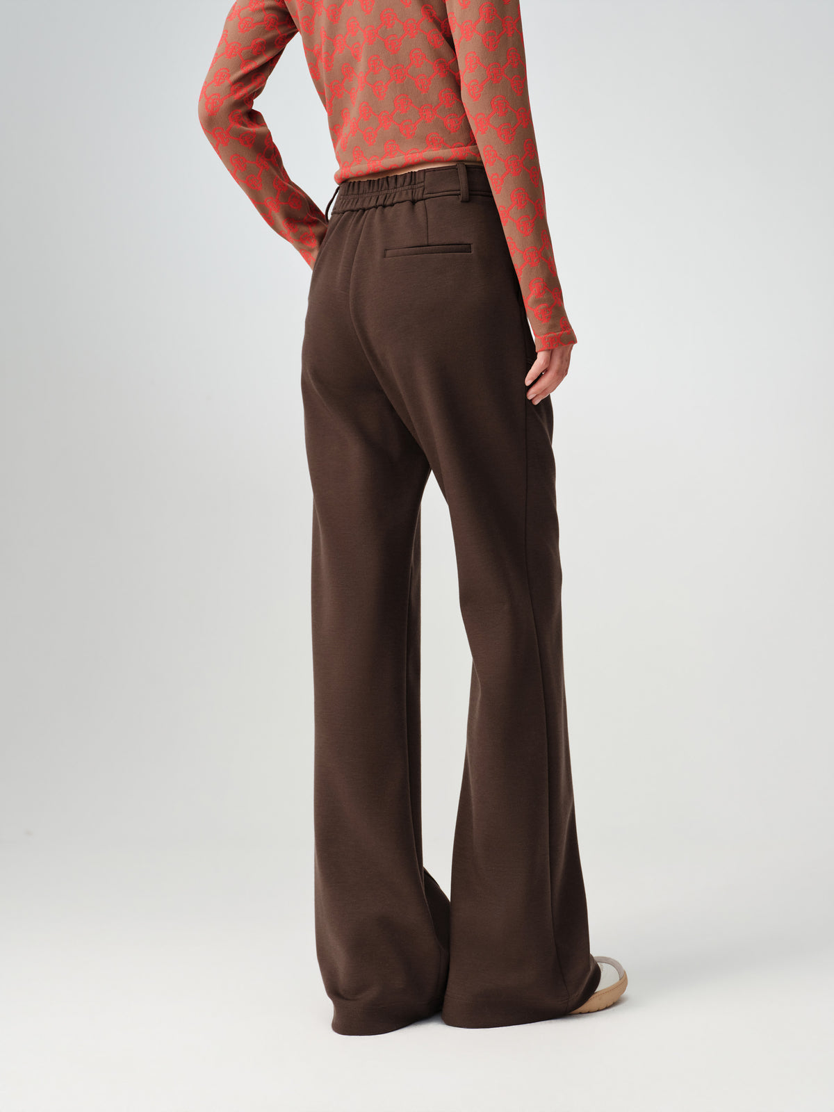 EP YAYING Lyocell-Wool High-Waist Slight-Flare Pants