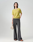 EP YAYING Honeycomb Knit Wide-Leg Trousers