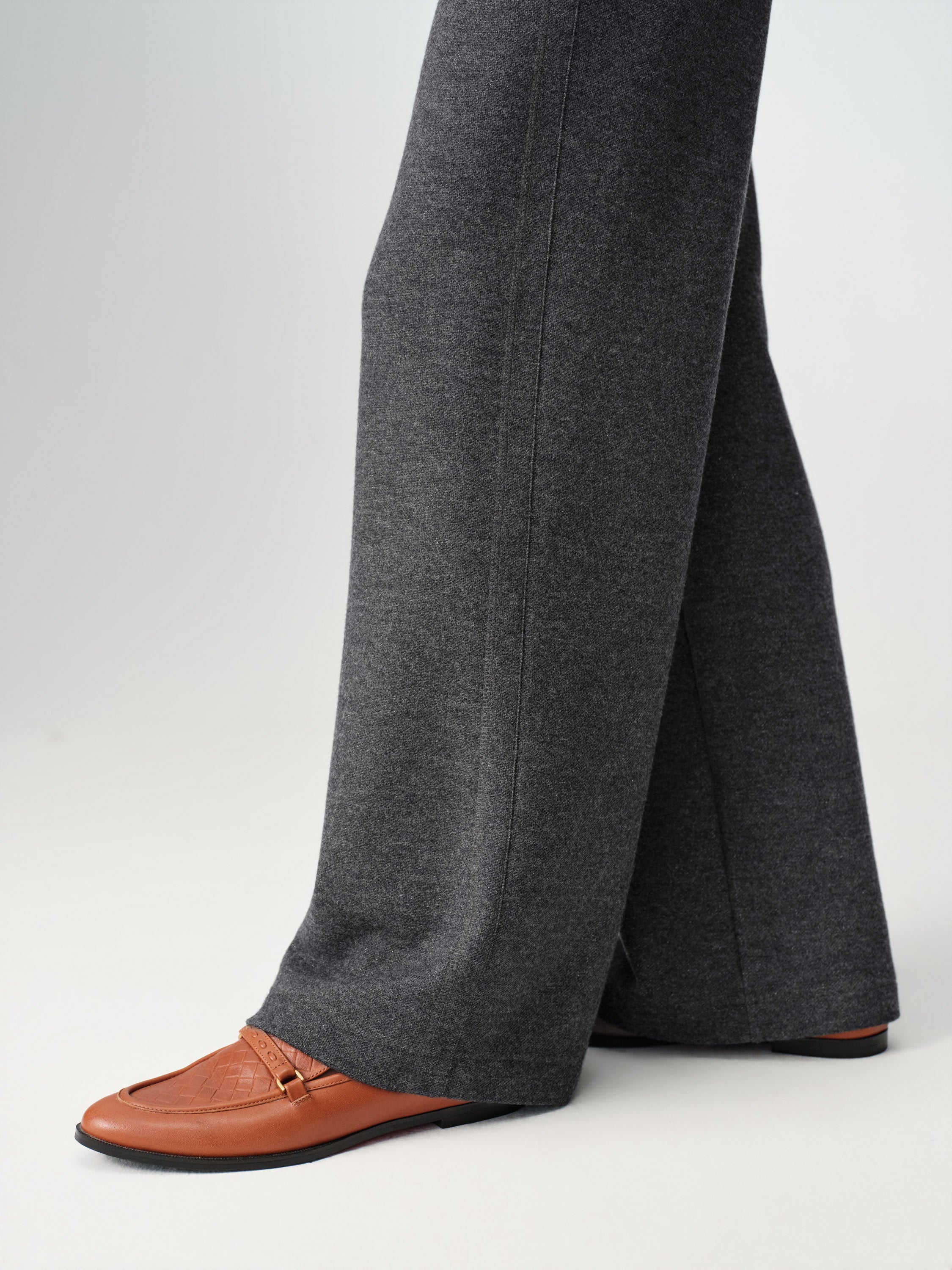 EP YAYING Honeycomb Knit Wide-Leg Trousers