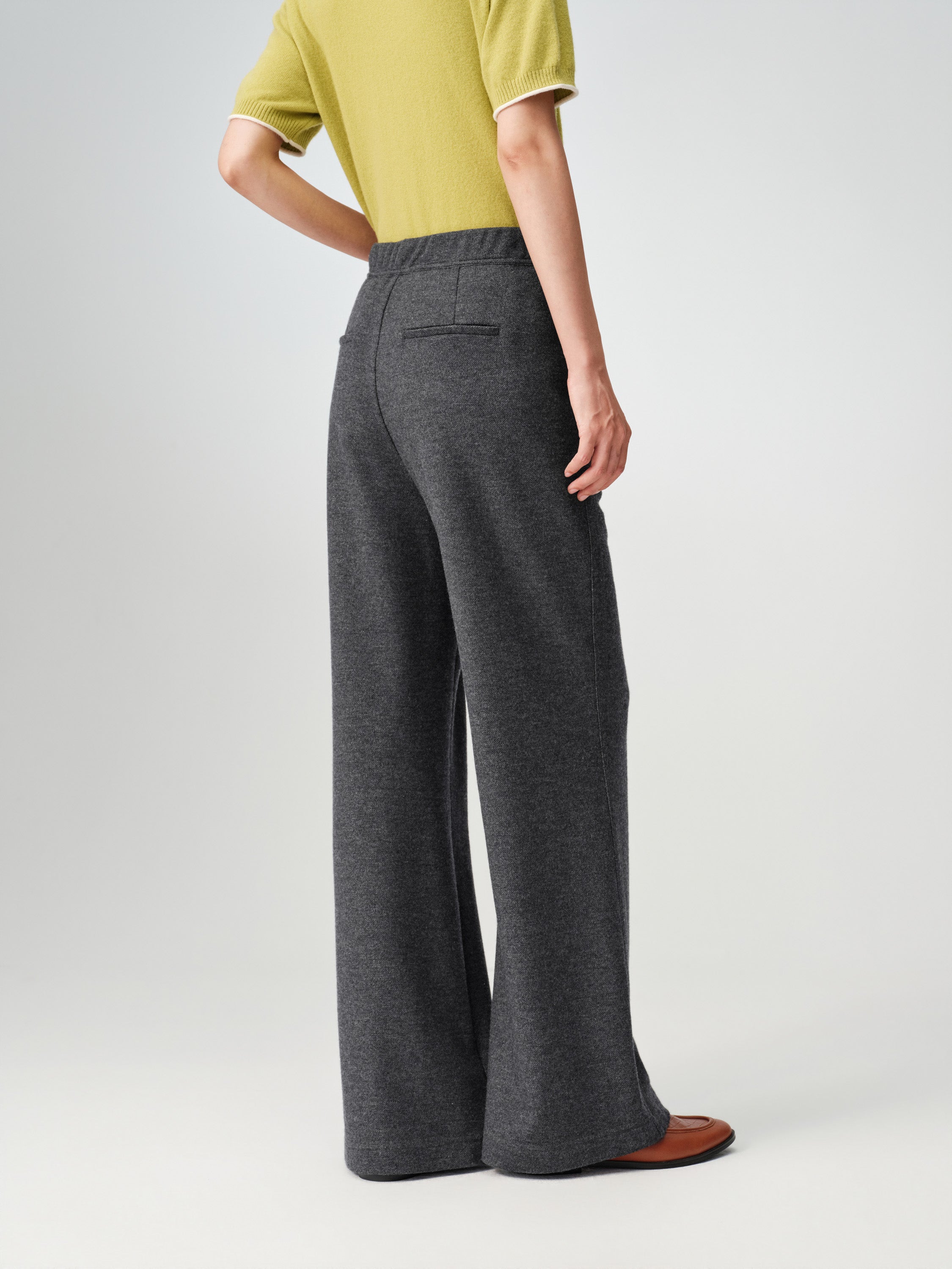 EP YAYING Honeycomb Knit Wide-Leg Trousers