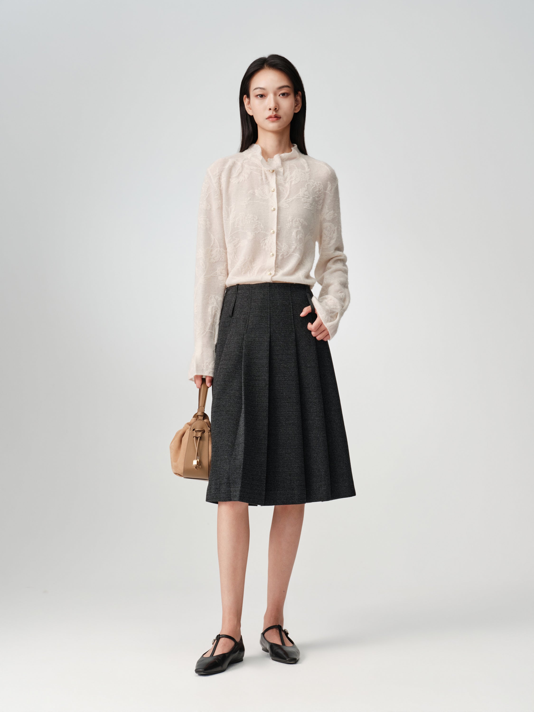 EP YAYING Over-Knee A-Line Pleated Skirt