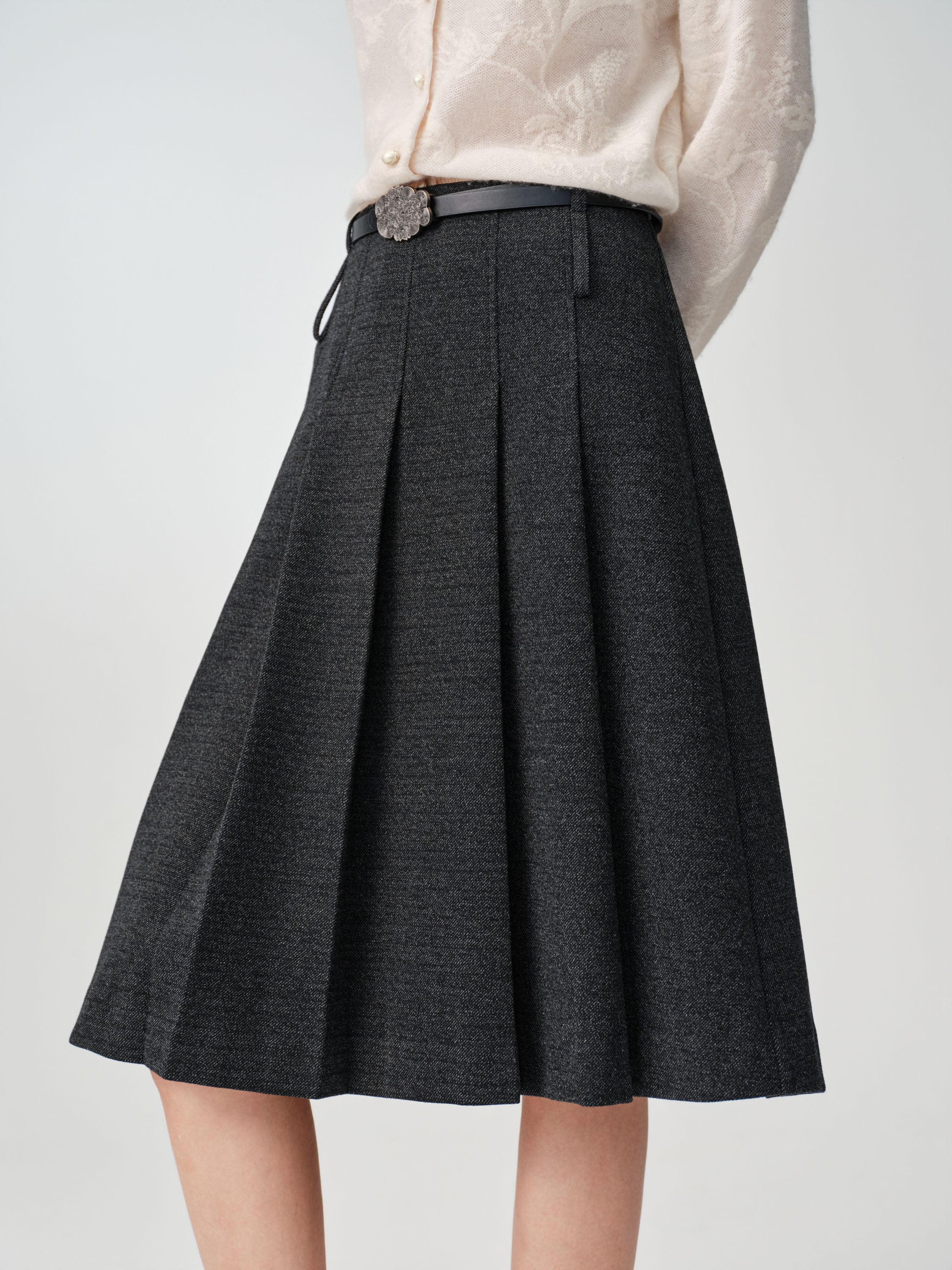 EP YAYING Over-Knee A-Line Pleated Skirt