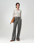 EP YAYING Soft Cashmere Double-Knit Straight-Leg Pants