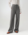 EP YAYING Soft Cashmere Double-Knit Straight-Leg Pants