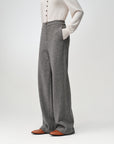 EP YAYING Soft Cashmere Double-Knit Straight-Leg Pants