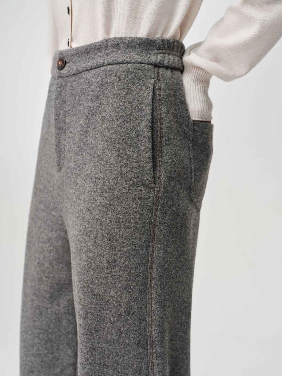 EP YAYING Soft Cashmere Double-Knit Straight-Leg Pants