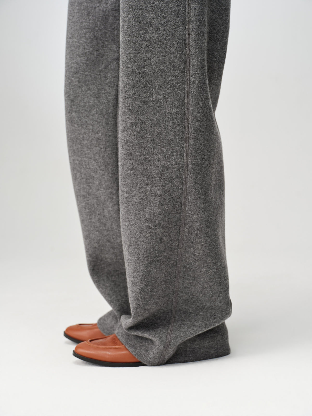 EP YAYING Soft Cashmere Double-Knit Straight-Leg Pants