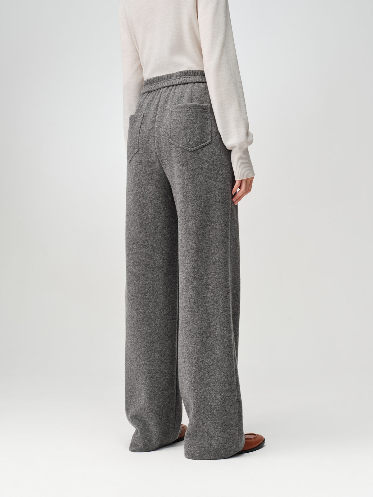 EP YAYING Soft Cashmere Double-Knit Straight-Leg Pants