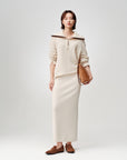 EP YAYING Wool White Knit Skirt