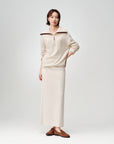 EP YAYING Wool White Knit Skirt