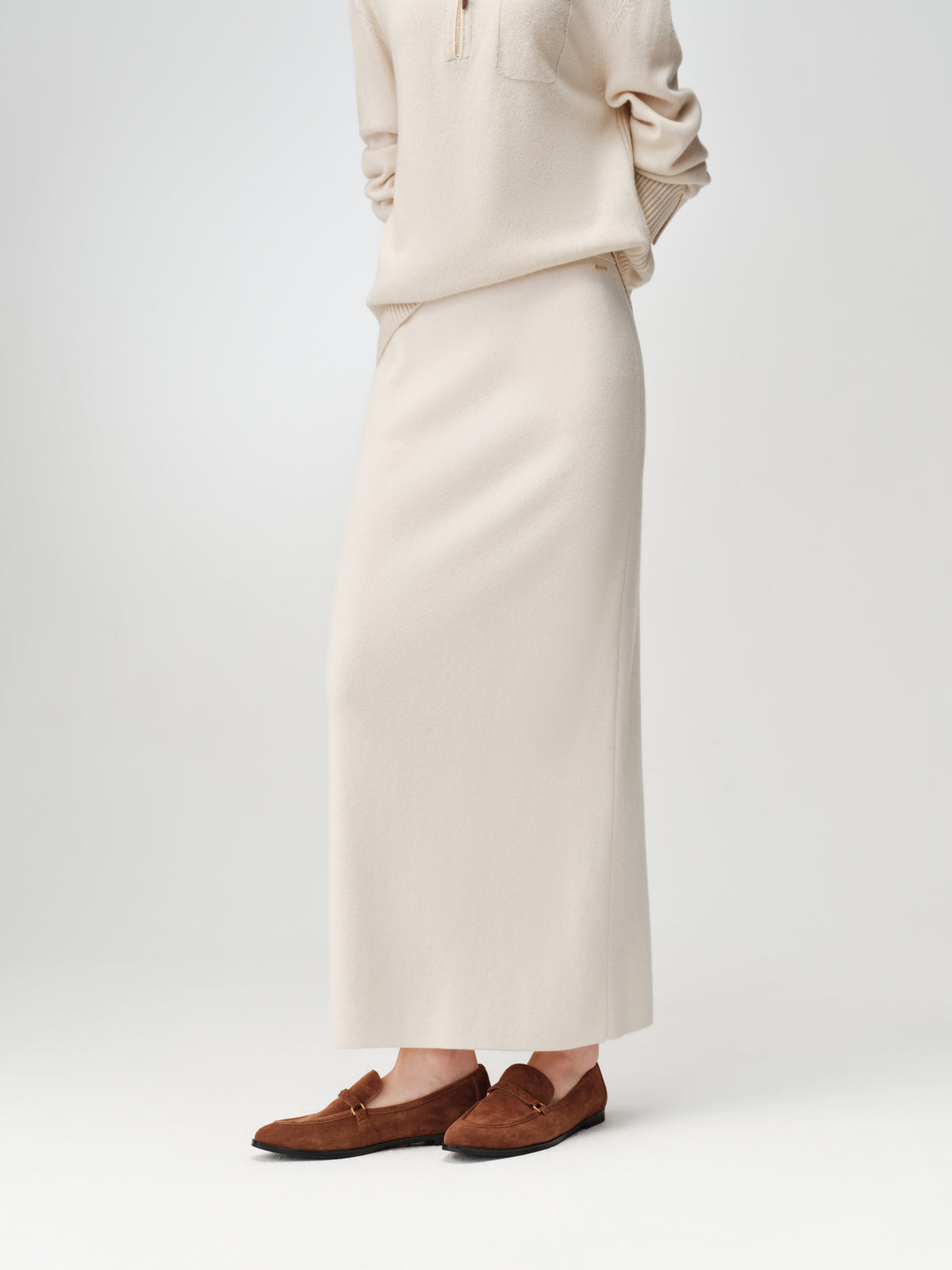 EP YAYING Wool White Knit Skirt