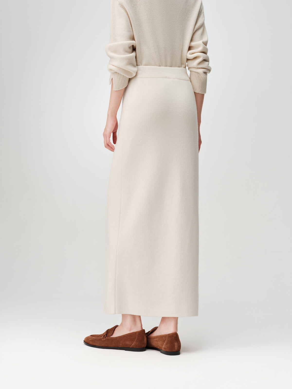 EP YAYING Wool White Knit Skirt