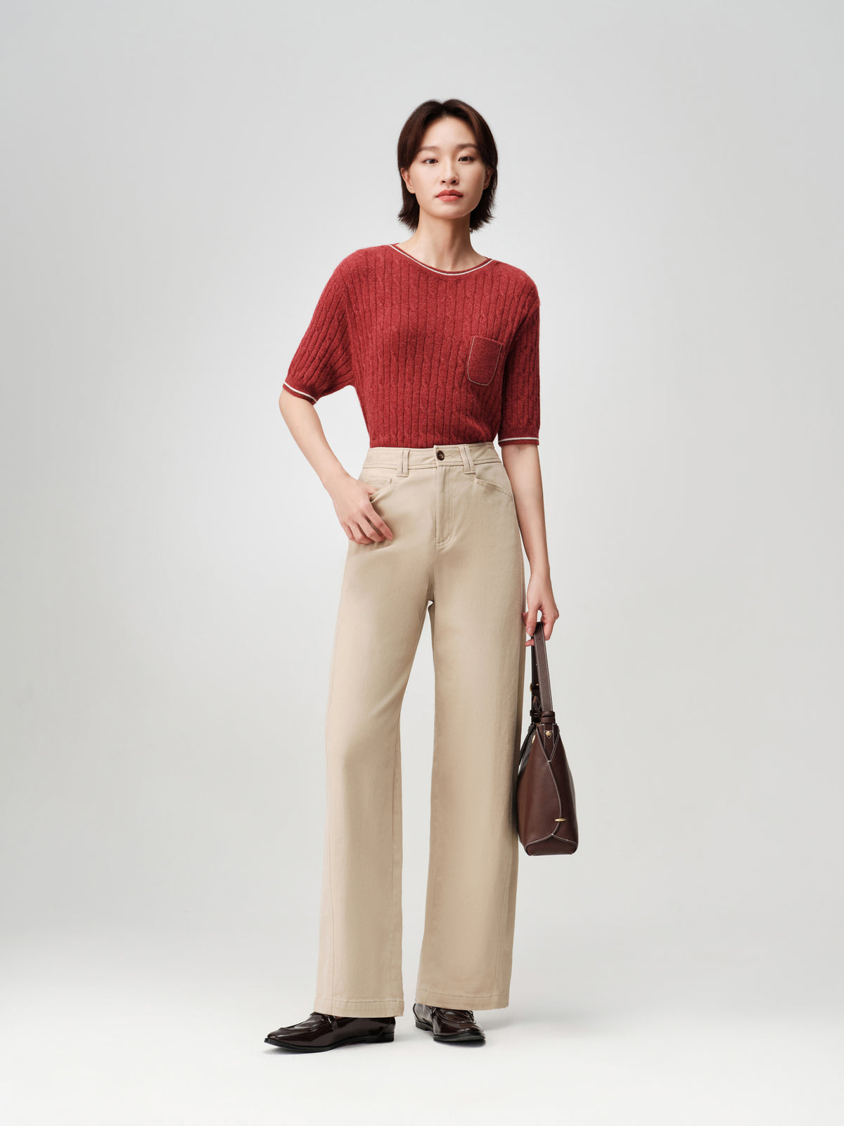 EP YAYING Cotton-Stretch Relaxed Straight-Leg Pants
