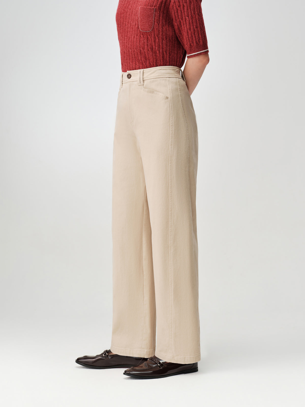 EP YAYING Cotton-Stretch Relaxed Straight-Leg Pants