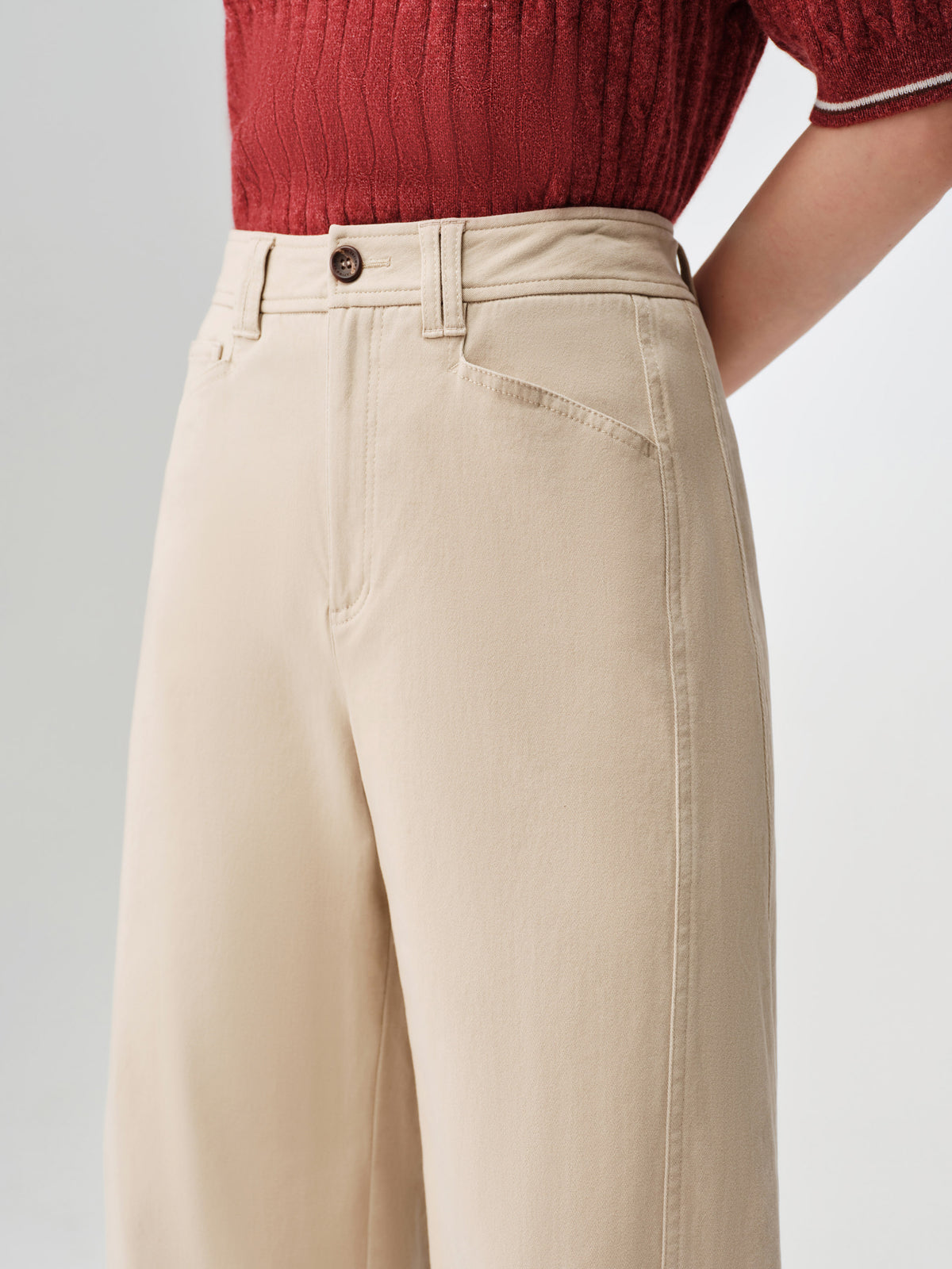 EP YAYING Cotton-Stretch Relaxed Straight-Leg Pants
