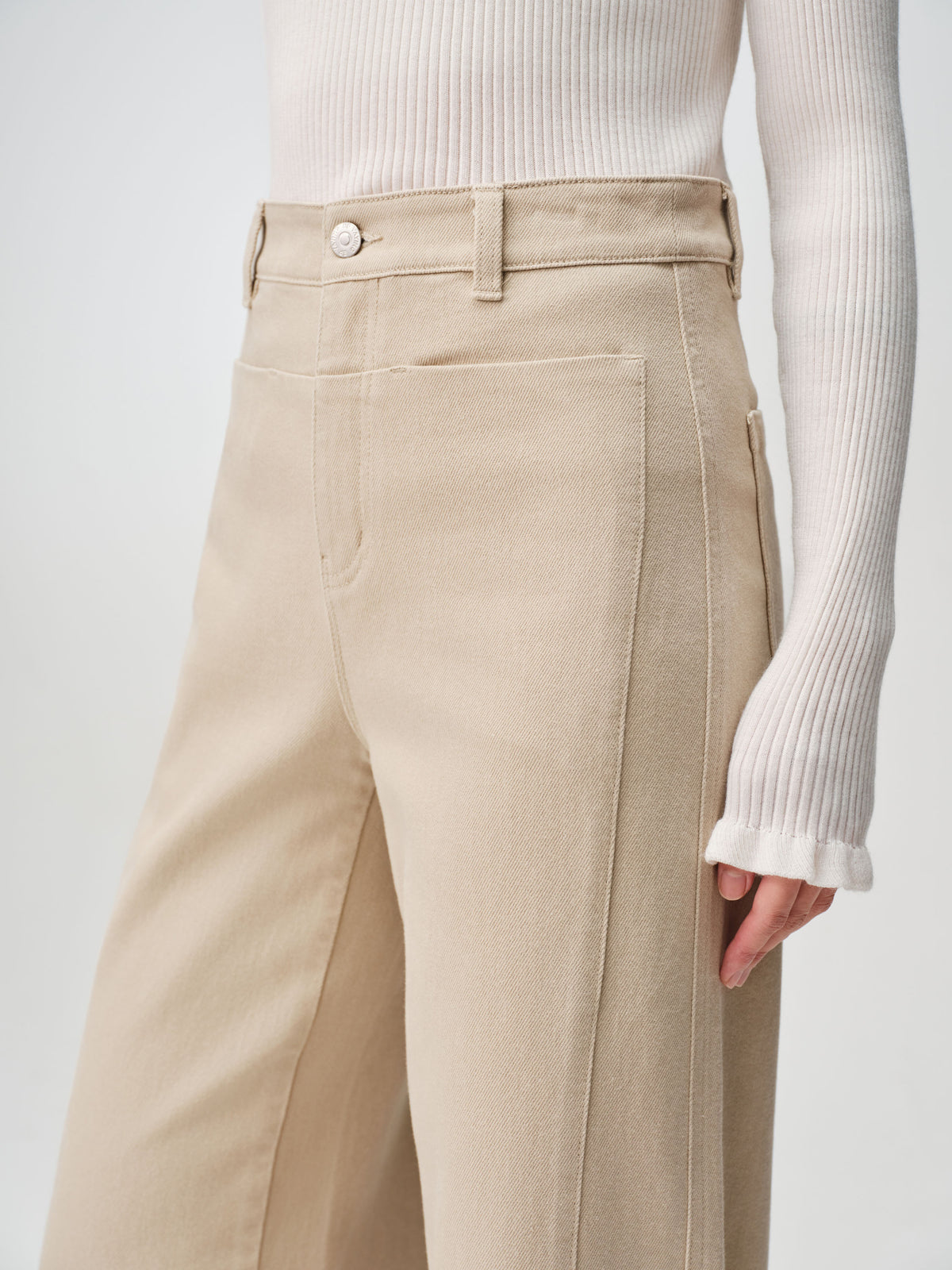 EP YAYING Long-Staple Cotton High-Waist Wide-Leg Jeans