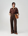 EP YAYING Textured Brushed Straight-Leg Pants
