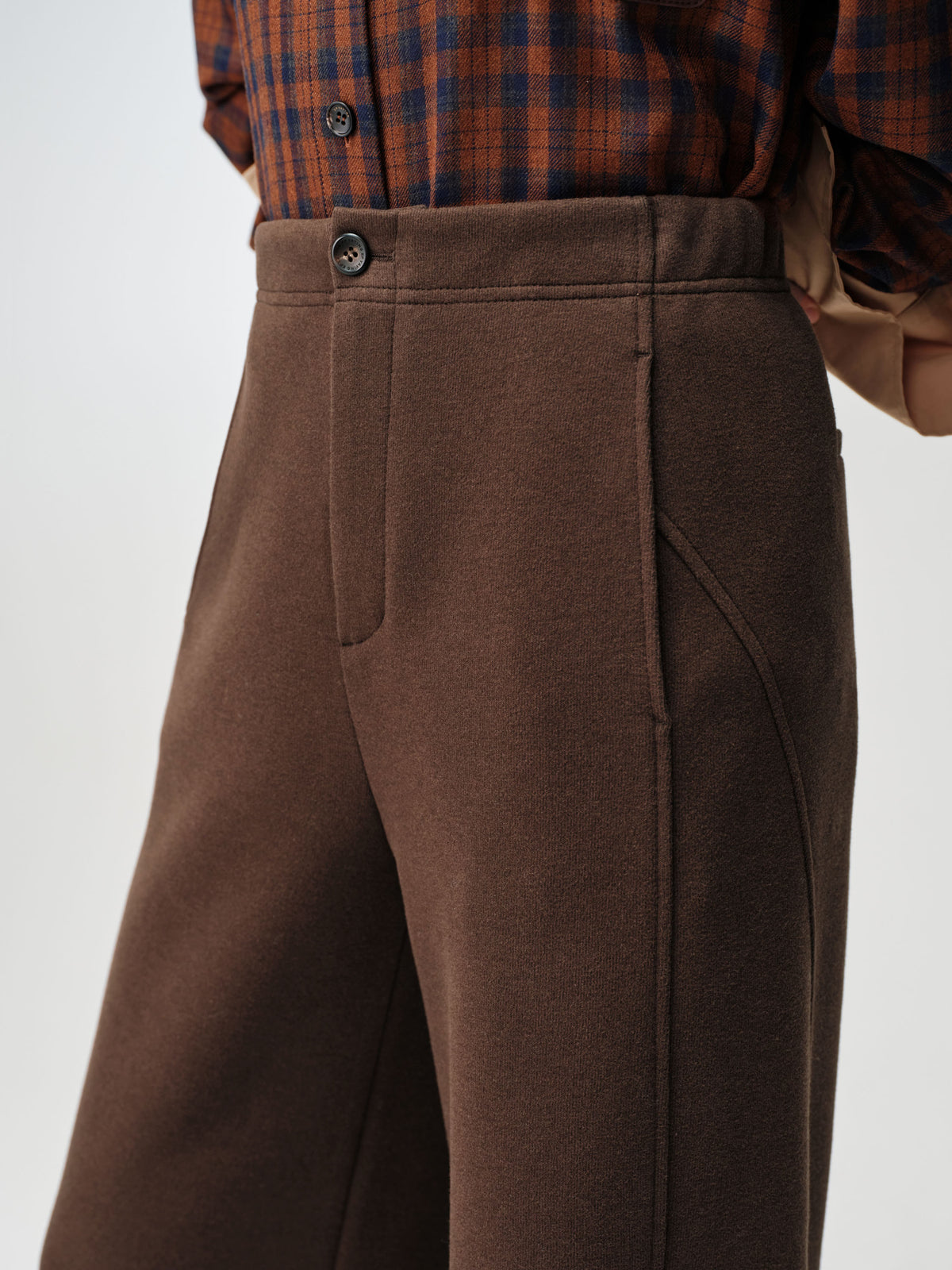 EP YAYING Textured Brushed Straight-Leg Pants