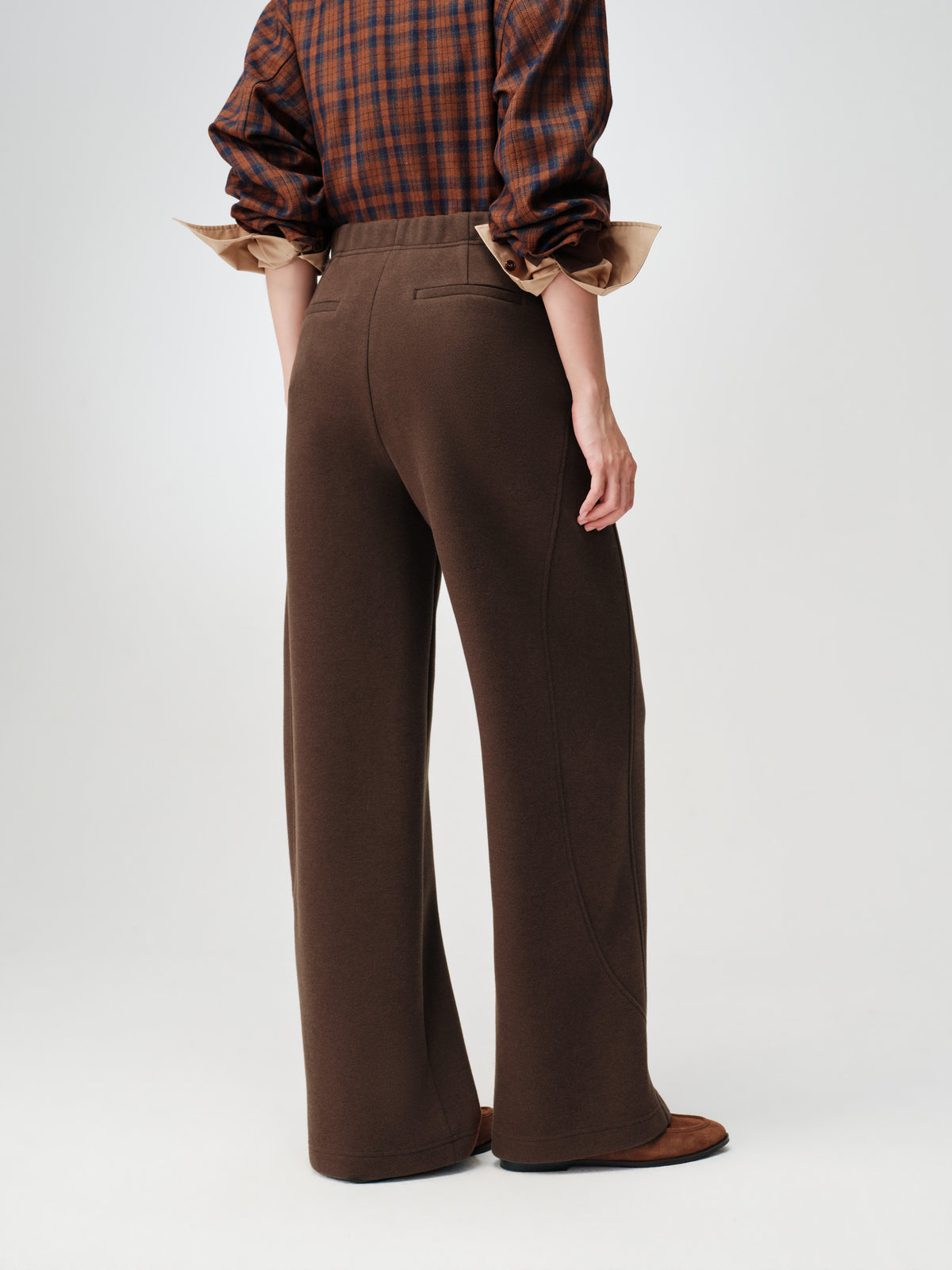 EP YAYING Textured Brushed Straight-Leg Pants