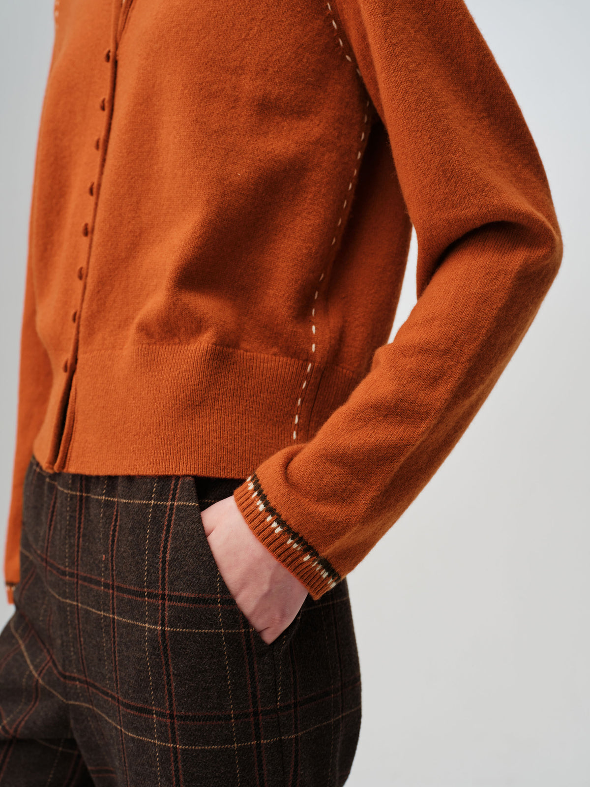 EP YAYING Faux Two-Piece Wool-Cashmere Color-Block Knit Top